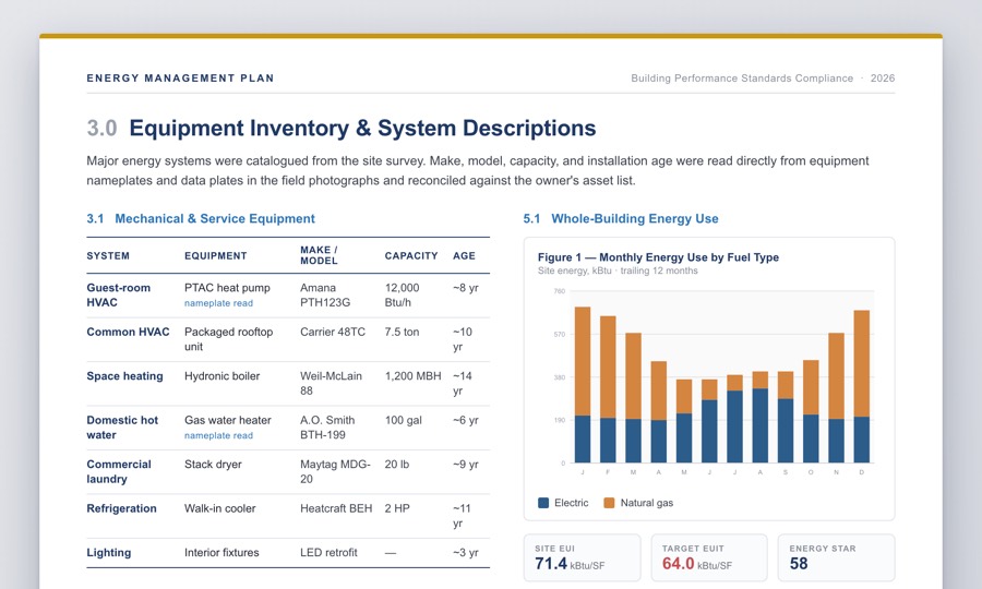 AI-drafted energy compliance report